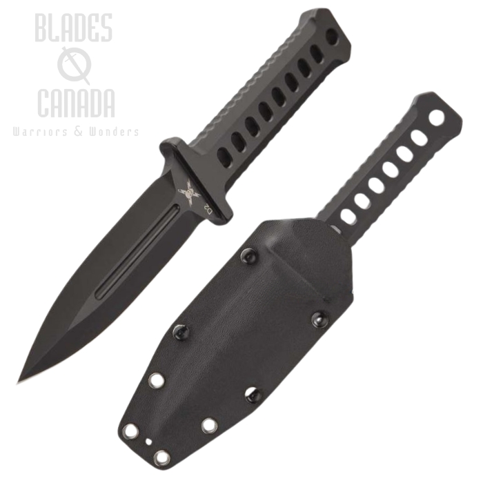 UC M48 Black Combat Dagger Fixed Blade Knife, One Piece CNC Machined D2, Kydex Sheath, UC3375